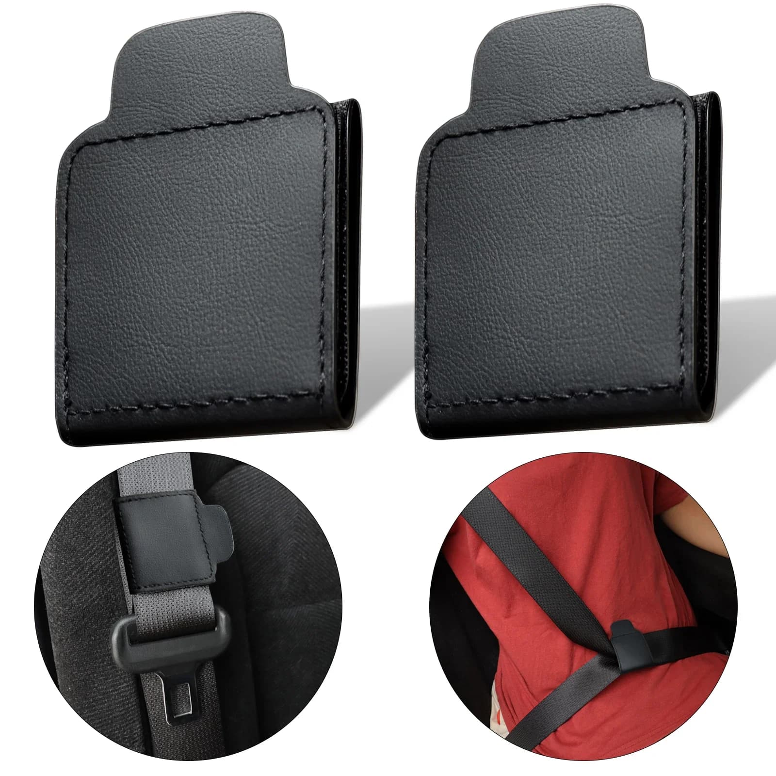 1/2pcs Car Seat Belt Adjuster PU Leather Seat Belt Limiter Fixed Clip Anti-stretching Neck Belly Child Protection Car Styling