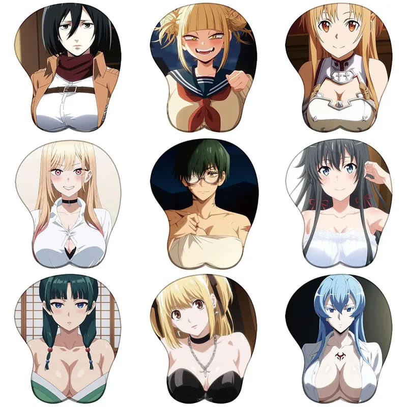 Anime Femmina Piombo 3D Supporto per il polso Mousepad Misa Yukino Frieren 3D Tappetino per mouse in silicone Sexy Hentai Oppai Poggiapolsi MousePad