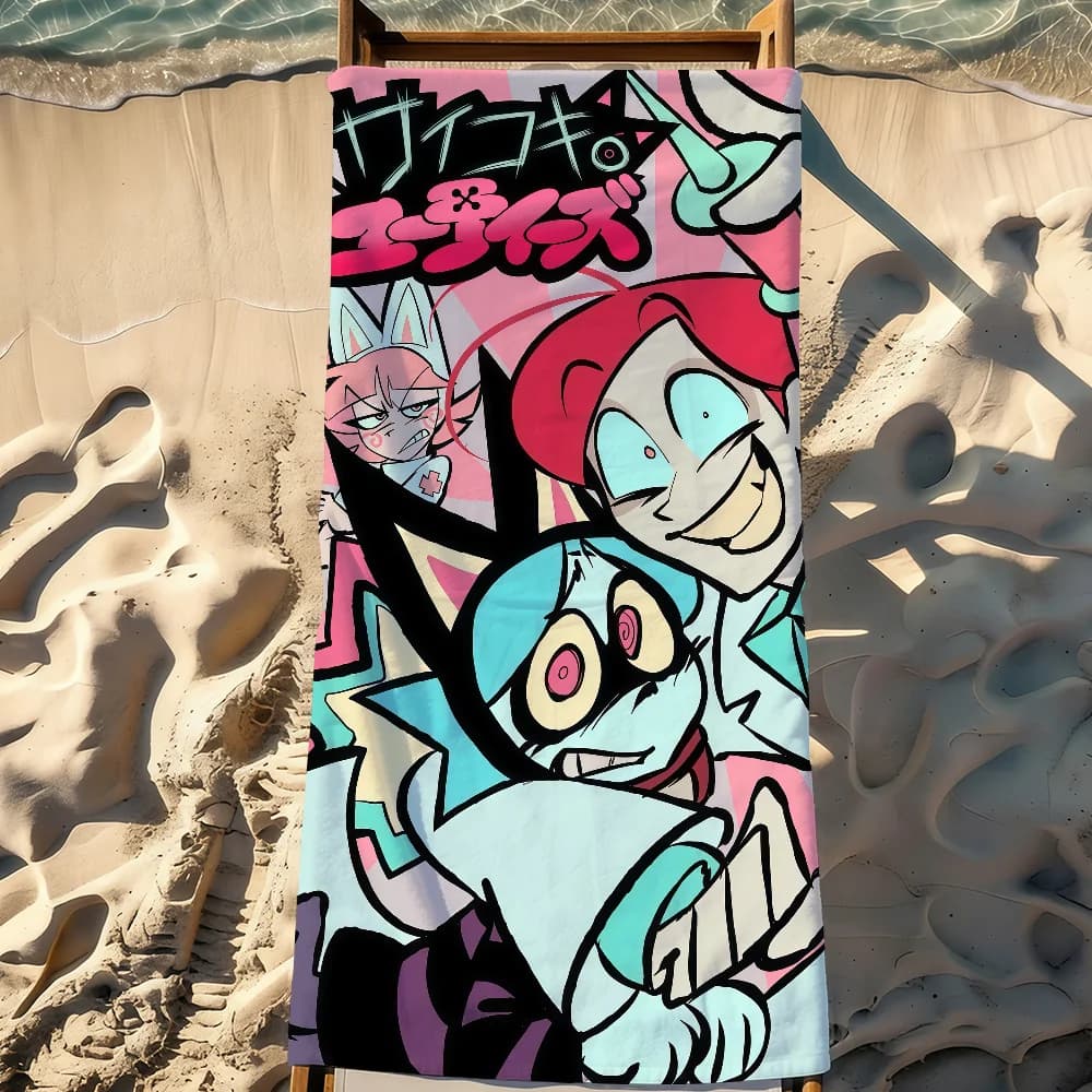 Cartoon P-Psycho Cuties Sasha Dr Kane Towel Sports Quick Dry Travel Camping Gear Sandproof Soft Light Large Beach Towel
