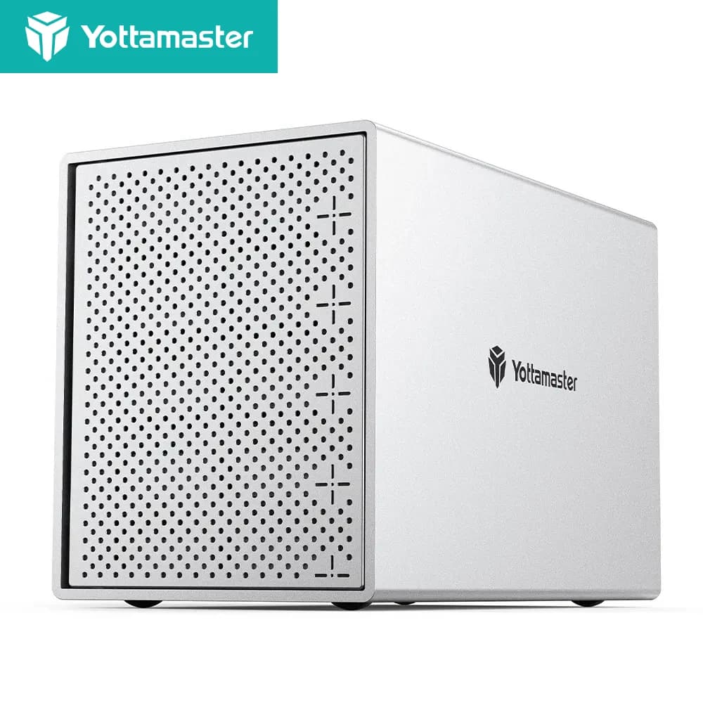 Yottamaster Custodia per disco rigido esterno a 5 alloggiamenti USB3.0 HDD BOX per supporto HDD SATA da 3,5/2,5 pollici Custodia RAID di archiviazione 5 x 16 TB (DAS)