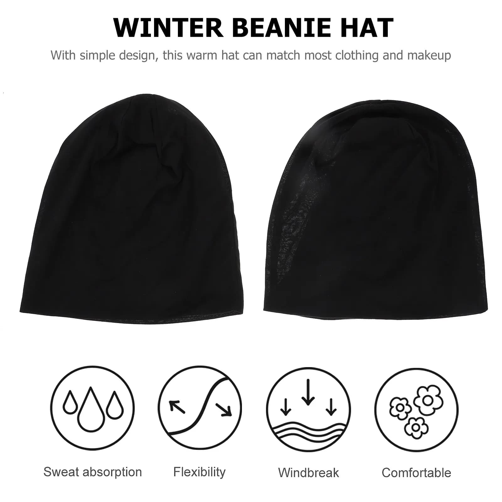 2 Pezzi Berretto Invernale Unisex Caldo e Morbido in Maglia, Elastico per Protezione di Orecchie e Testa