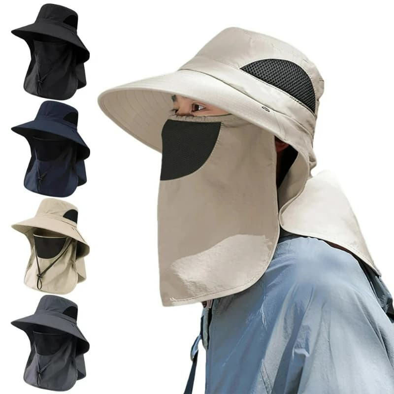 Cappelli estivi con protezione UV e protezione per il collo, tipo bucket hat, per uomo e donna, ideali per pesca, caccia, escursionismo e campeggio.