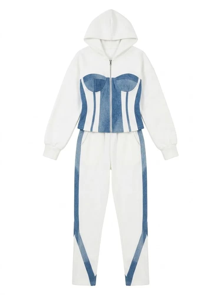 Gymdolphin Women's 2 Piece Tracksuit Hooded Sweatshirt Jacket and High Waist Pants 2026 Casual Split-joint Sports Pant Sets
