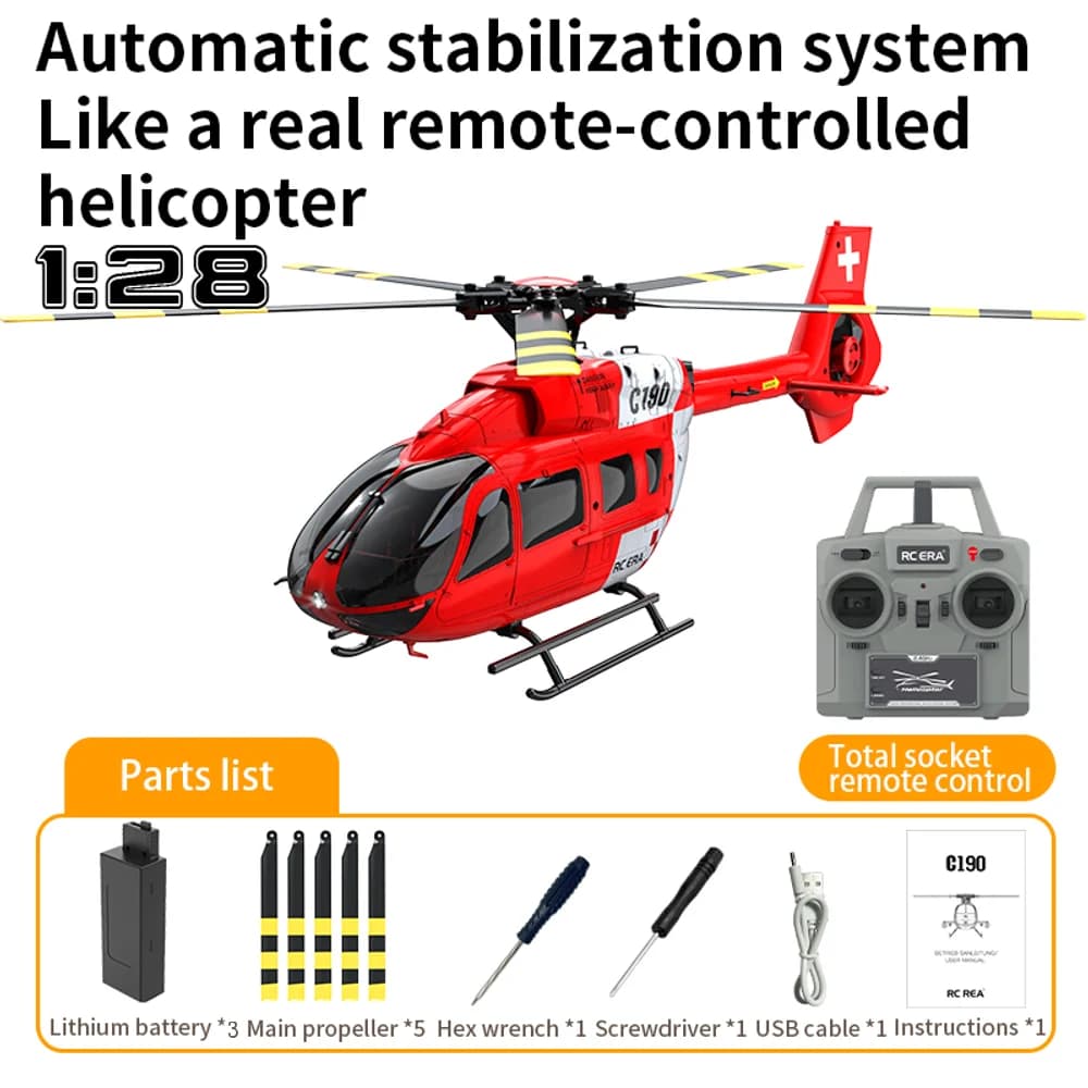 RC ERA C190 1:30 H145 Scala 2.4G 6CH Giroscopio a 6 assi Localizzazione del flusso ottico Mantenimento dell'altitudine Flybarless RC Elicottero RTF