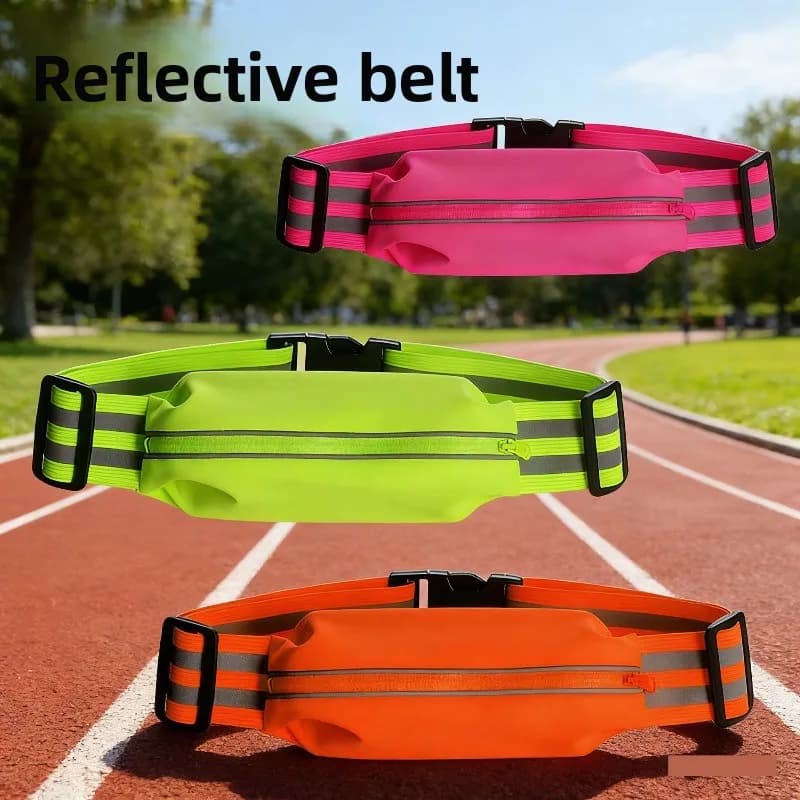 Adjustable Reflective Safety Belt with Pocket Night Running Cycling Outdoor Anti Collision Lightweight High Visibility Waist Str