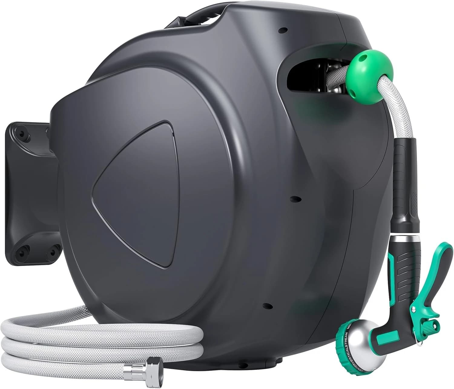 Avvolgitubo da Giardino Retrattile 65FT+6FT 5/8in Montabile a Parete 180° ° Supporto Girevole per Spruzzatore a 9 Modelli con Riavvolgimento Automatico e Blocco per Qualsiasi Lunghezza