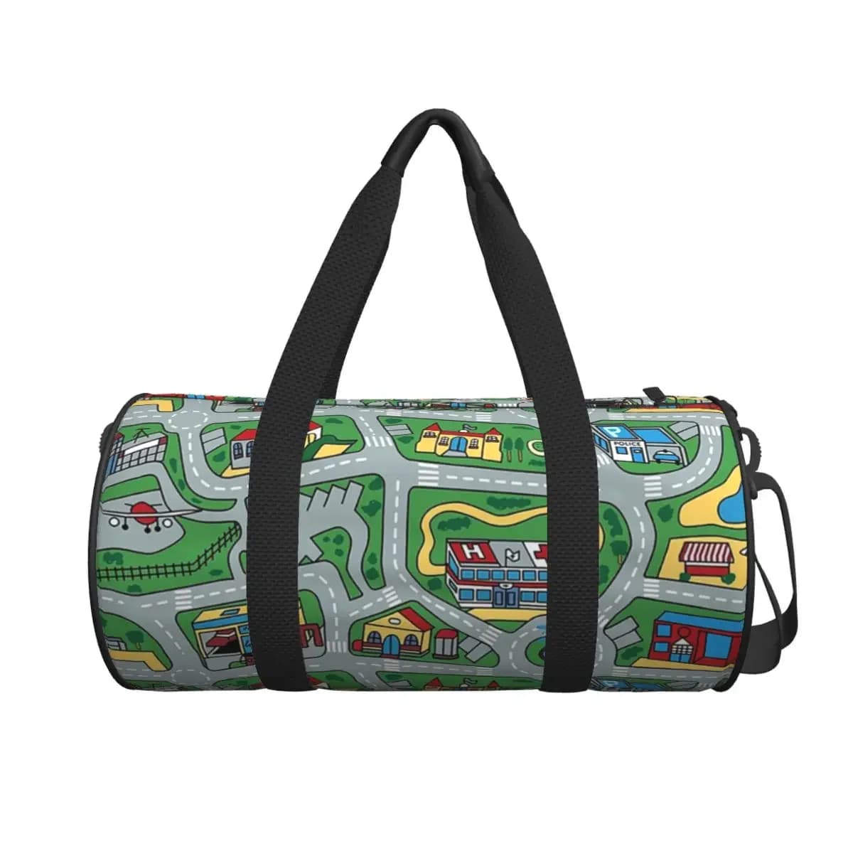 Car City Carpet Tappeto da strada Anni '90 Giocattolo nostalgico Borsone grande Borsa da palestra Borsone multifunzionale Borse da viaggio Borse Borsa da fitness