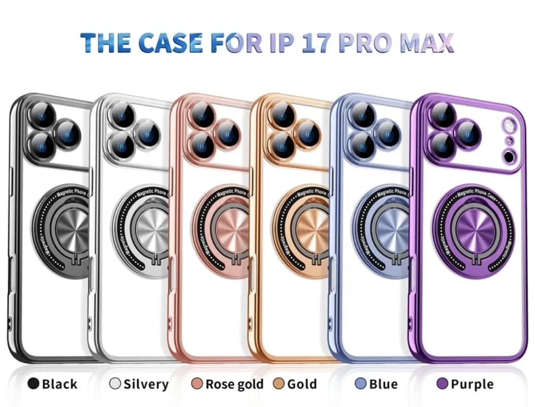 360 Rotate Ring Holder Stand Magnetic Case For iPhone 17 AIR 15 14 16 13 17 18 pro max Camera Glass Protector Cover