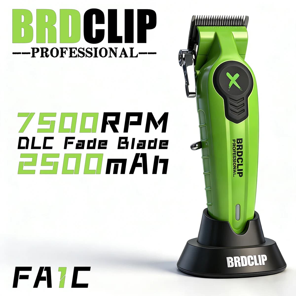 Professional Electric Haircut FA1C 7500RPM, Trimmer with DLC Fade Blade, 2500mAh Battery, Oil Base, for Barbieri and Men BRDCLIP