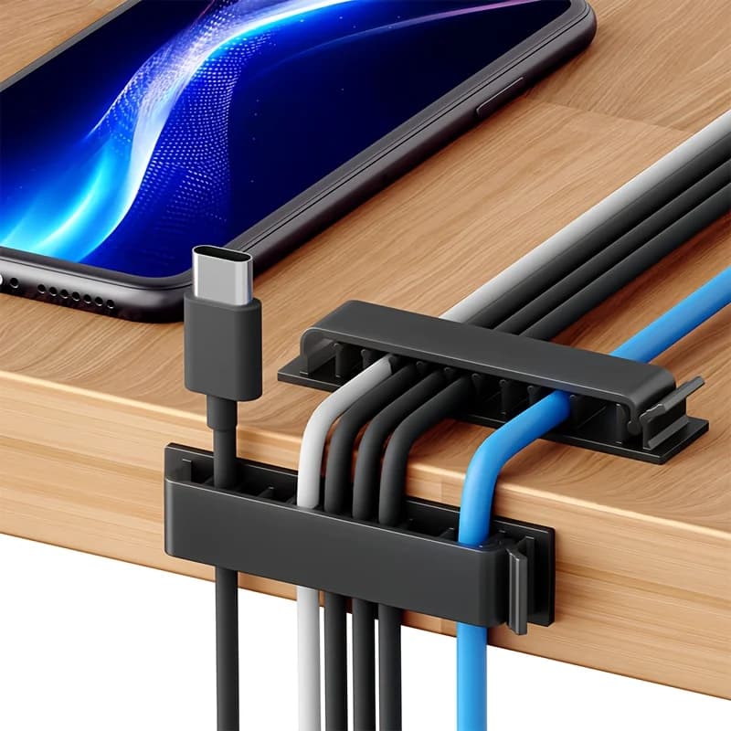 3pcs Self Adhesive Cable Clips 10 Slots Desk Wire Organizer Holder Home Office Car Cord Management Fixer
