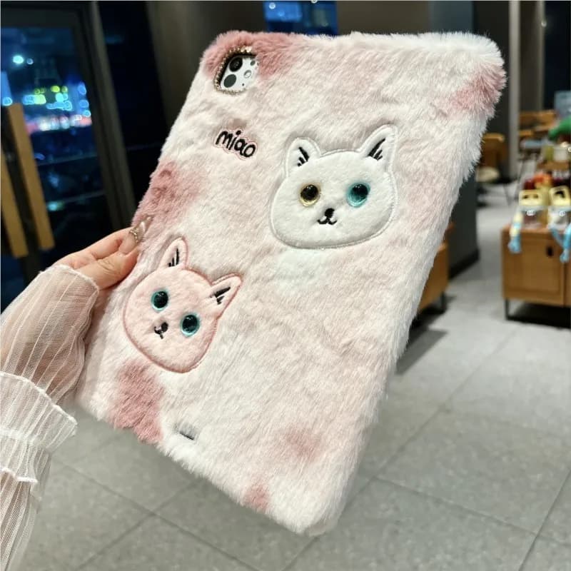 Cute Plush Kitten Soft Shockproof Tablet Case For Lenovo Xiaoxin Pad 10.6 M10Plus K10 Pro 11 11.2 11.5 12.7Inch Protective Cover