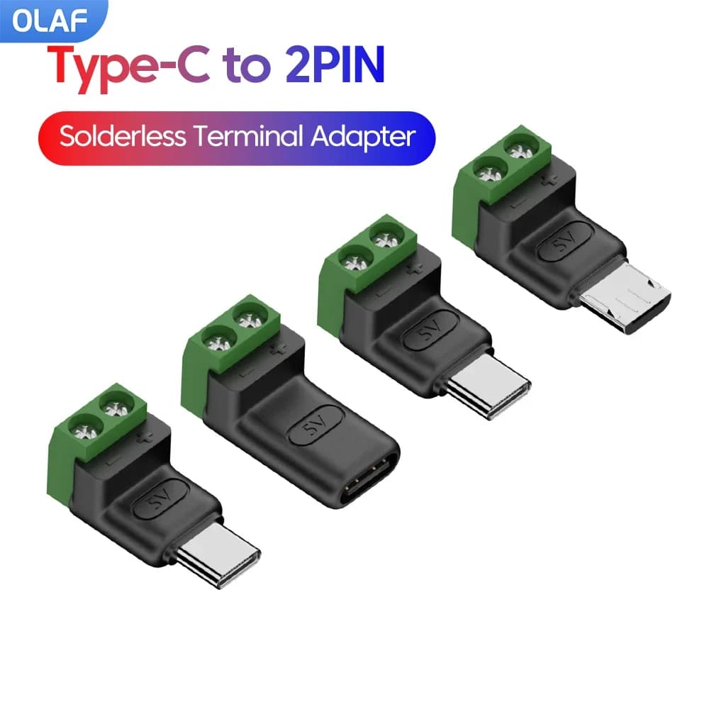 USB-C/Micro to 2 Pin Adapter, OTG Adapter USB-C 5V to 2 Pin for Power/Recharge for Phone, Computer, Power Bank, Headphones