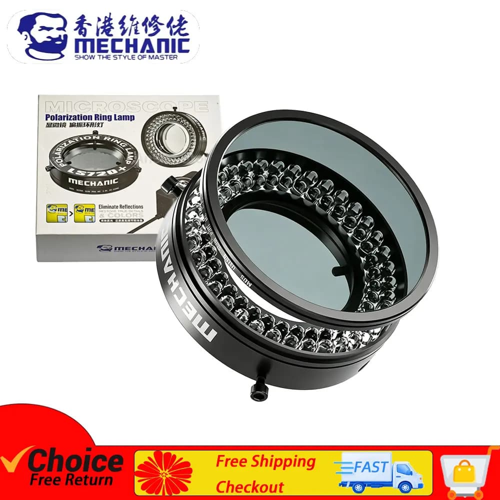 MECHANIC LS720 Plus Microscope Ring Light Polarized Ring Light Eliminates Reflection Suitable for Most Stereo Microscopes Tool