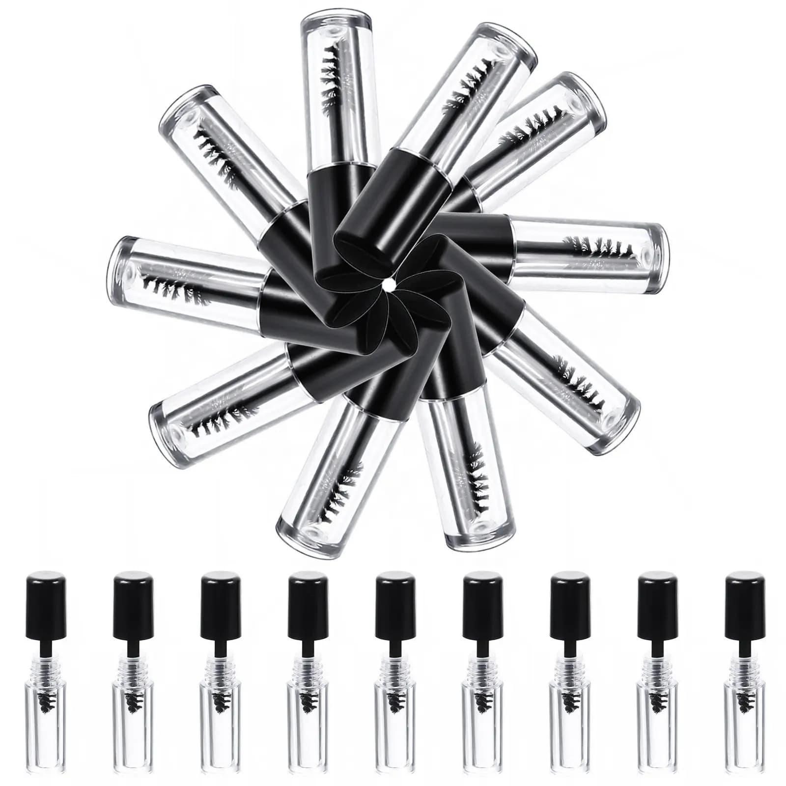 20 flaconi per mascara vuoti, piccoli tubi trasparenti ricaricabili, ideali per crema per ciglia, forniture portatili da viaggio per estetiste delle ciglia