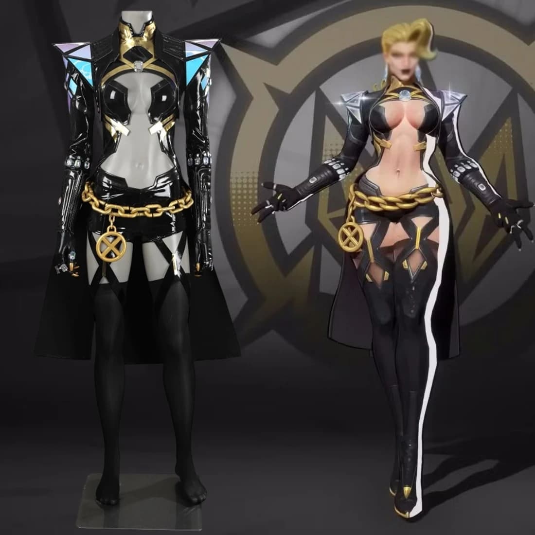 Emma Frost Gioco Cosplay Rivals Costume Travestimento Regina Pelle Nera Abiti Donne Sexy Fantasia Vestito Da Combattimento Uniforme Del Partito di Halloween