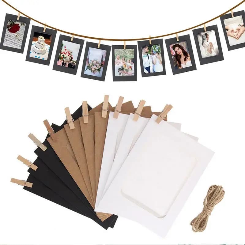 Cornice in carta da 10 pezzi da 3 pollici con clip cornice in corda immagini cornice per foto da appendere fai da te