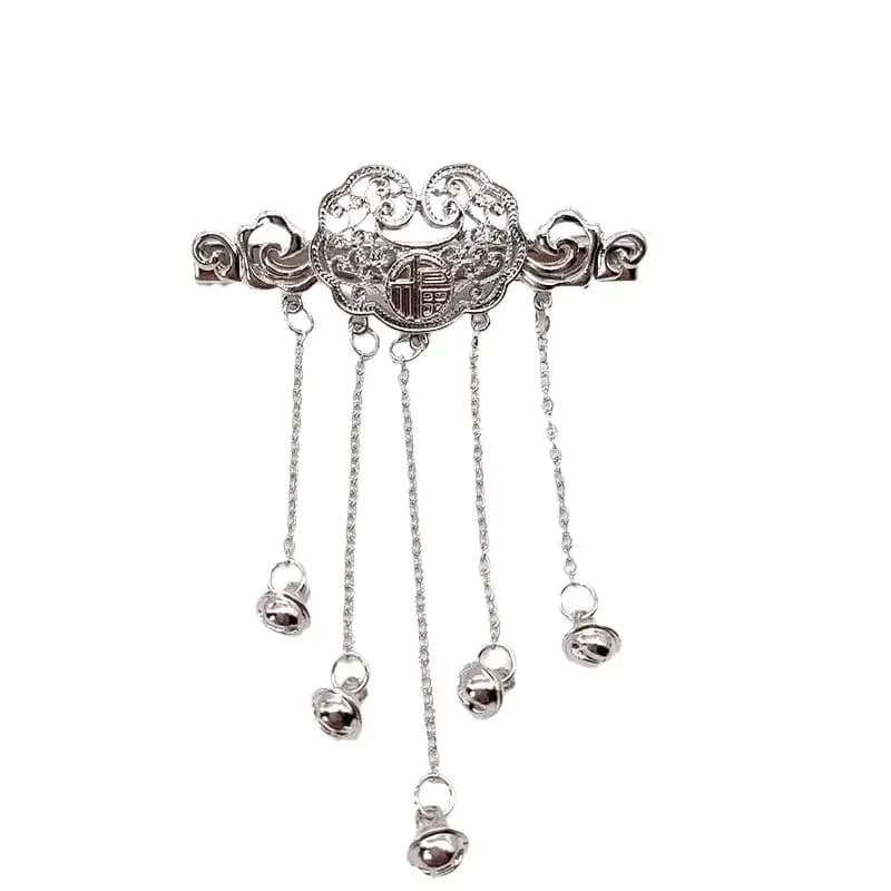 2 in 1 Antique Chinese Style Peace Lock Bell Hairpin Vintage Hair Clip for Women Elegant Headdress for Various Scenes