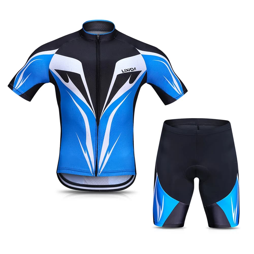 Maglia da ciclismo da uomo Lixada Set camicia da ciclismo a maniche corte traspirante ad asciugatura rapida con pantaloncini imbottiti in gel Set di abbigliamento da ciclismo MTB