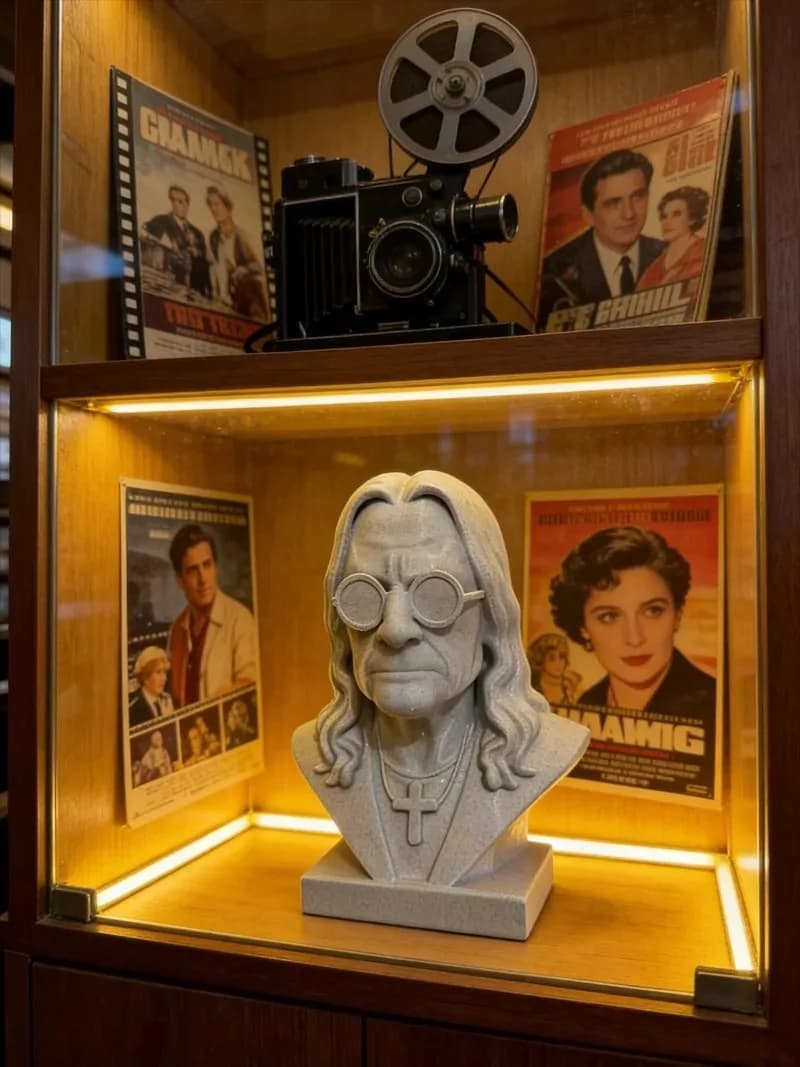 Supporto per Cuffie Ispirato alle Leggende del Heavy Metal Rock, Scultura a Busto con Texture Marmorizzata, Porta Cuffie per Regali ai Fan di Ozzy e Decorazione da Scrivania