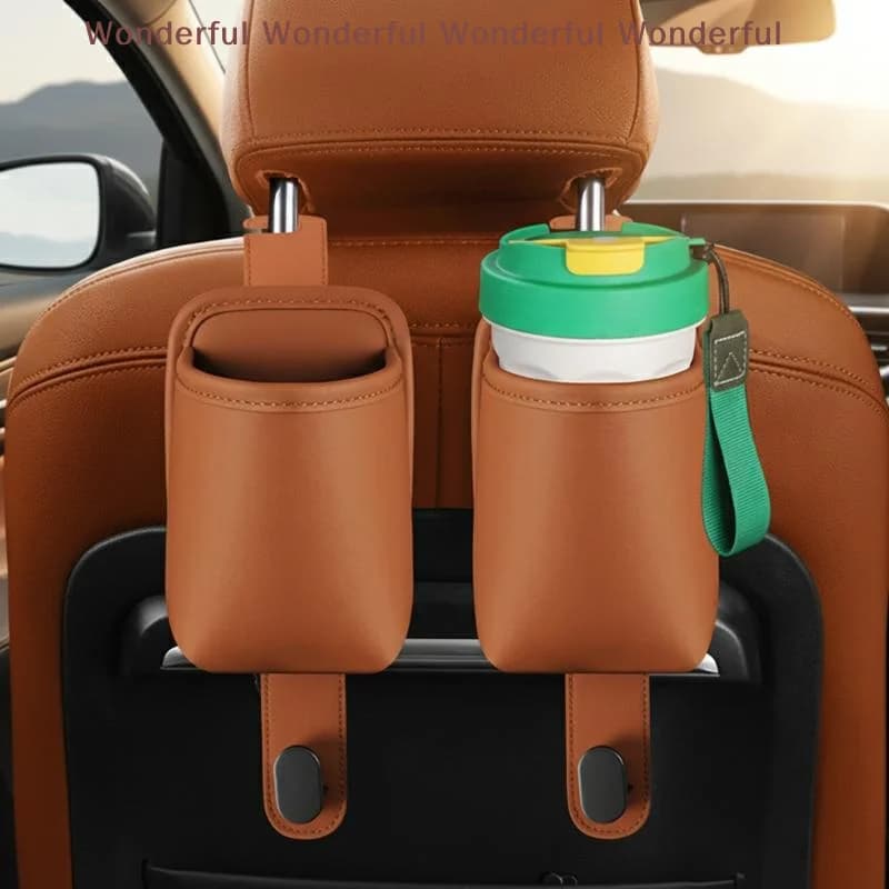 Organizzatore Premium per Sedile Auto con 2 Portabicchieri, Salvaspazio, Facile da Installare, Accessorio da Viaggio