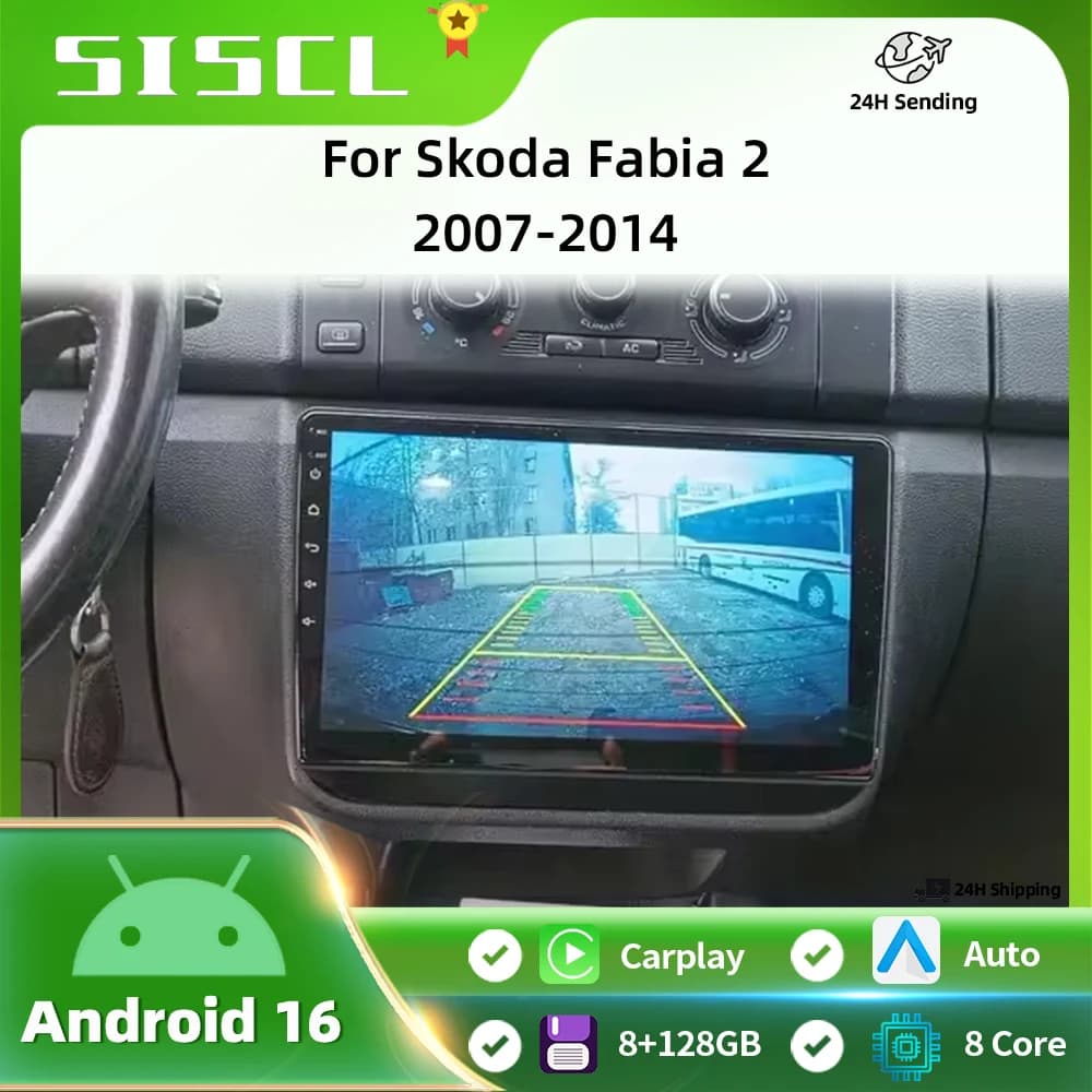 Autoradio Android per Skoda Fabia 2 542 2007 - 2014 Carplay Stereo Multimediale GPS Som Automotivo Schermo QLED WIFI DSP