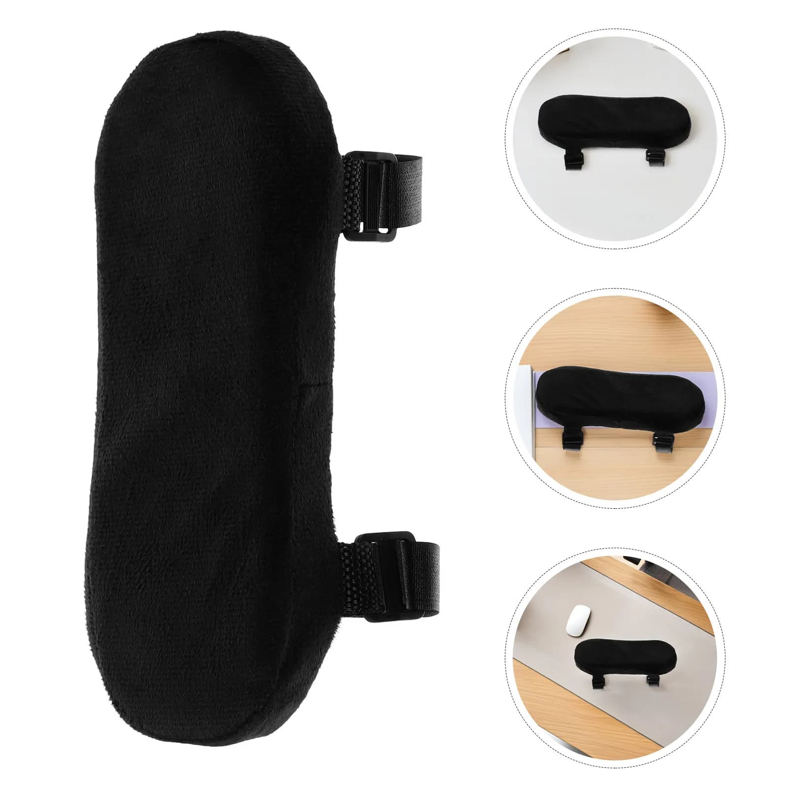 4 pezzi di cuscinetti per braccioli per sedie da ufficio, ergonomici, lavabili, antiscivolo, regolabili, per sedie da scrivania per computer da gioco, colore nero