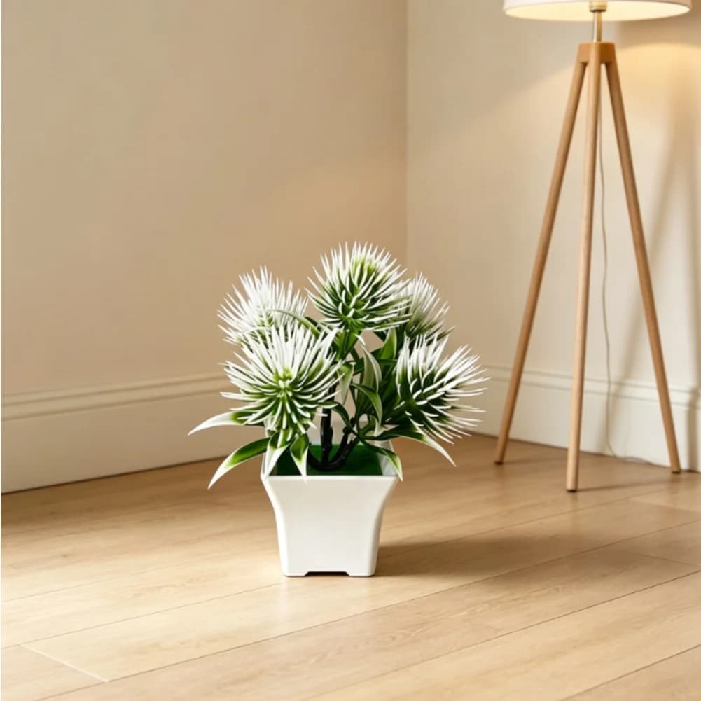 Pianta Artificiale di Pino per MINI Decorazioni da Tavolo per Casa, Ufficio, Caffetteria, 15,5 cm, Bianco, Rosso, Giallo, Viola