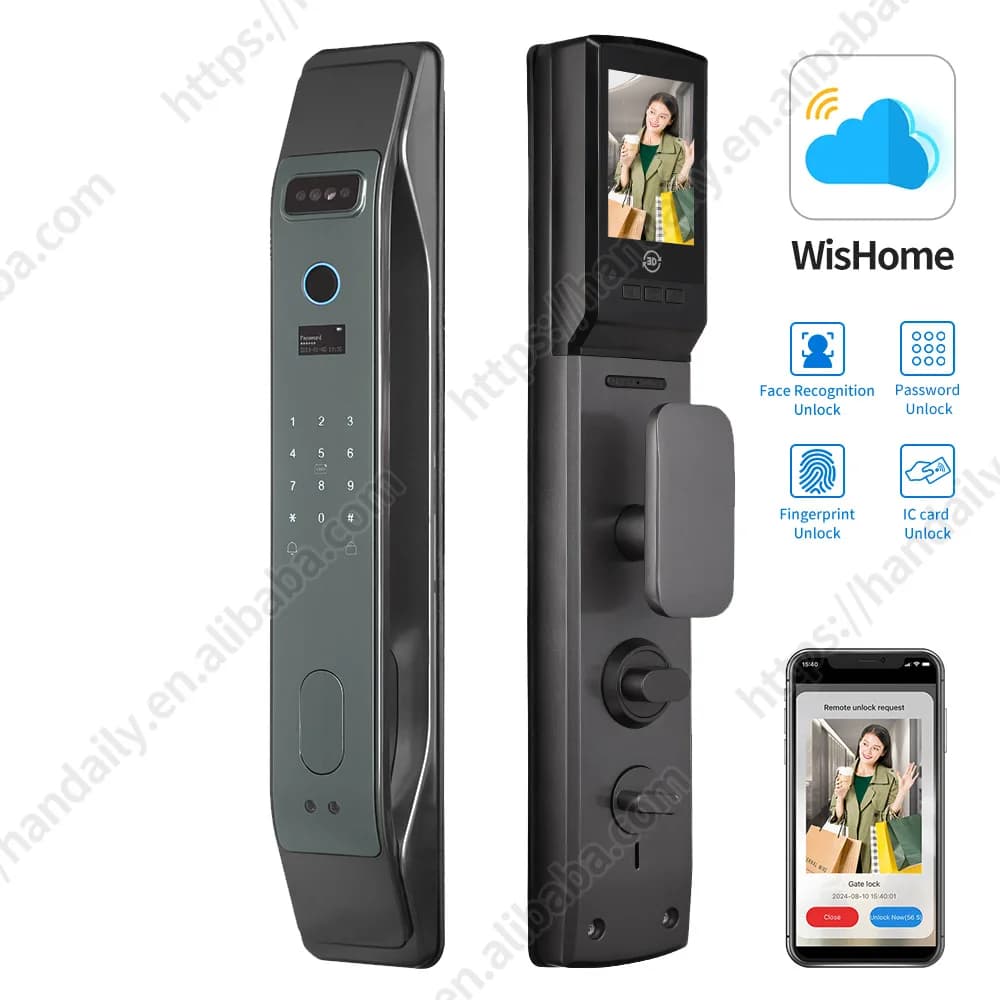 Prezzo di fabbrica Riconoscimento facciale 3D Serratura biometrica elettronica per impronte digitali Serratura intelligente WIFI Serratura digitale con fotocamera