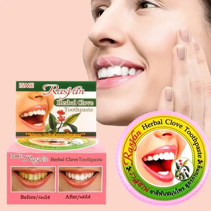 Thai Clove/coconut Tooth Powder Rasyan Removal Whitening Yellow Teeth Correction Gum Care Bad Breath Elimination Fresh Breath