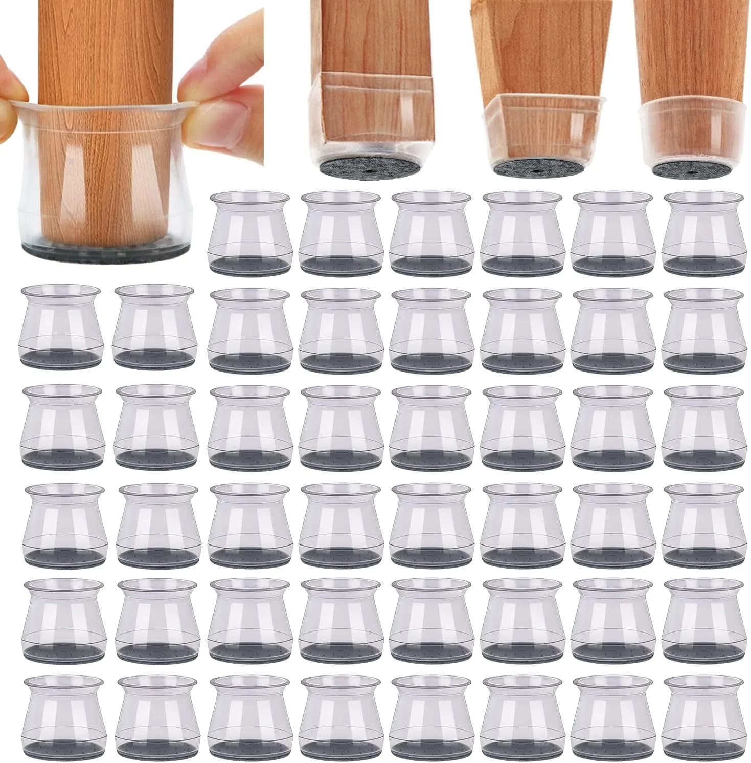 16 Pcs Chair Leg Floor Protectors for Hardwood Floors, Silicone Chair Caps Covers Furniture Pads Sliders w/ Wrapped Felt Bottom