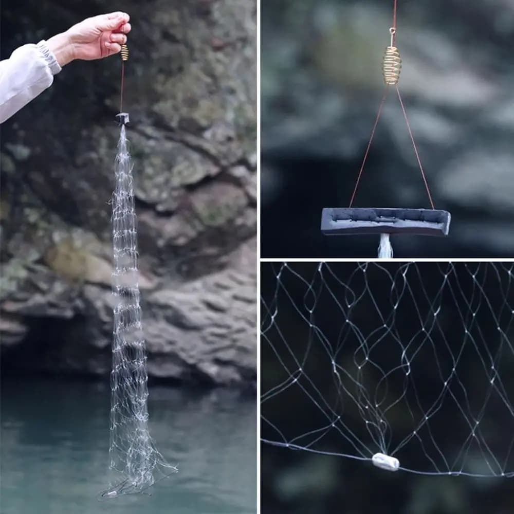 Rete da pesca sul ghiaccio invernale Trappola Maglia con perline luminose Rete da pesca Attrezzatura da rete in rame Rete da imbrocco per trappole da pesca Accessori