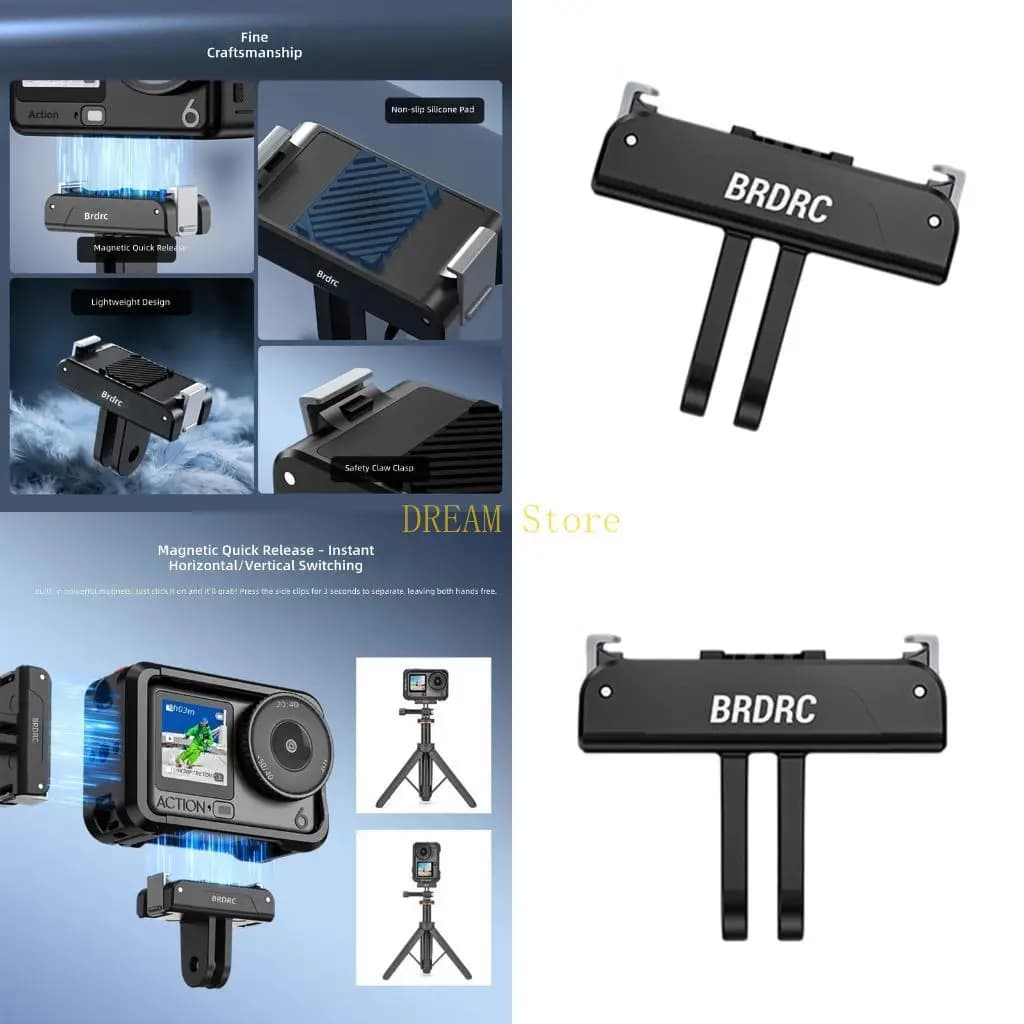 Base magnetica a scatto per fotocamere Action 6. Facile installazione e rimozione. Base a sgancio rapido. Clip