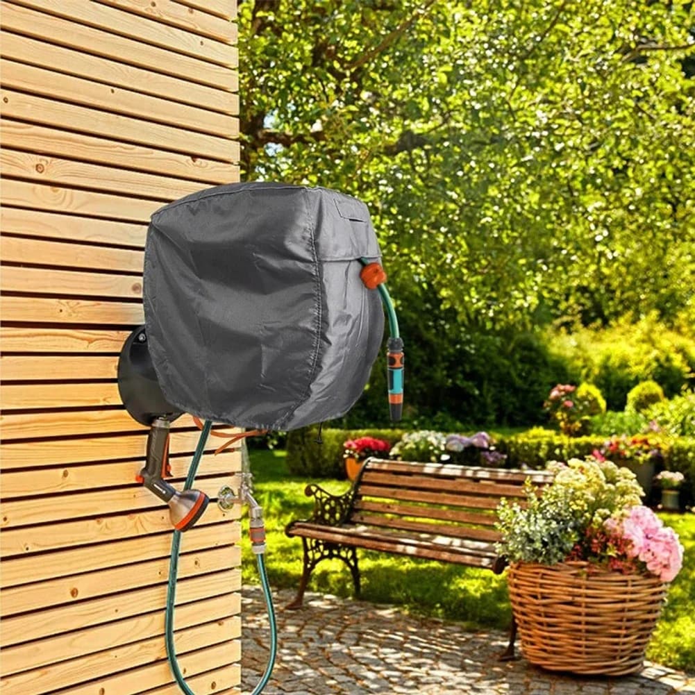 Urethane Coating Hose Reel Cover 250g 60x45x60cm Black Silver Coated Oxford Cloth Urethane Coating Yard Garden Supplies Tool
