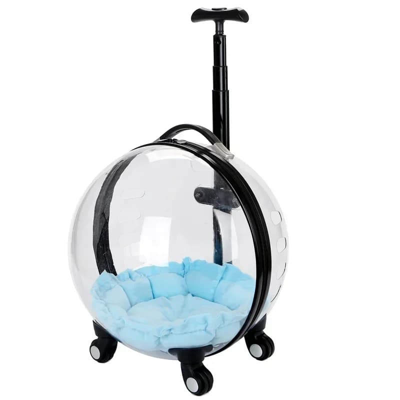 Carrello da viaggio per animali domestici con capsula trasparente per cuccioli Borsa da trasporto per cani con ruota del carrello