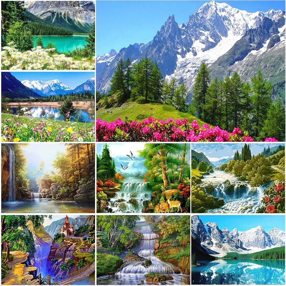 Fai da te pittura diamante 5D cascata paesaggio punto croce Kit trapano completo ricamo mosaico arte immagini di strass decorazioni per la casa