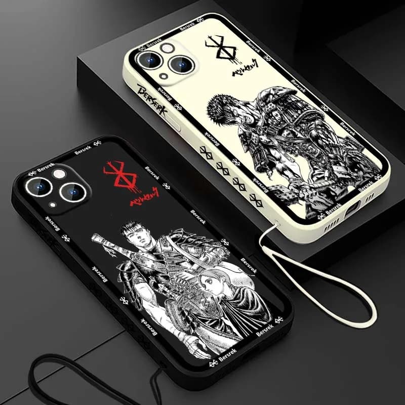 Japan Anime Berserk Guts For Apple iPhone 17 16 15 14 13 12 11 Pro Max Plus mini Liquid Left Rope Phone Case Cover