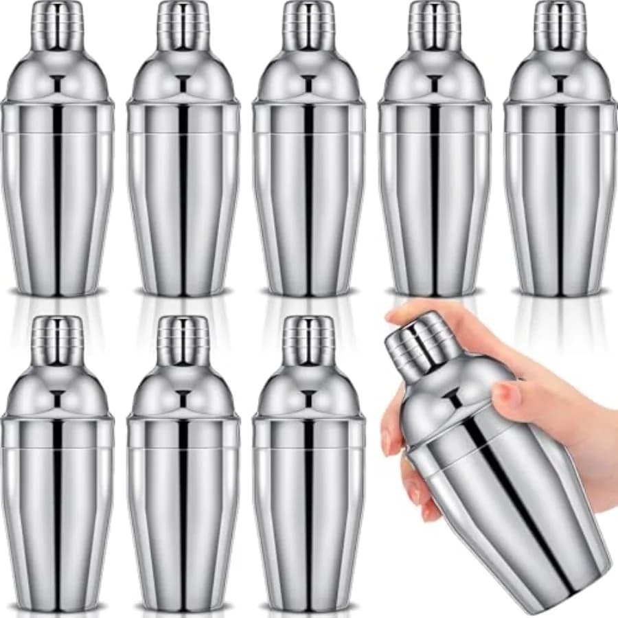 9 Pcs Bar Cocktail Shaker Professional Stainless Steel Martini Drink Mixer Built-in Strainer for Bartending No Leaks Boston Sha