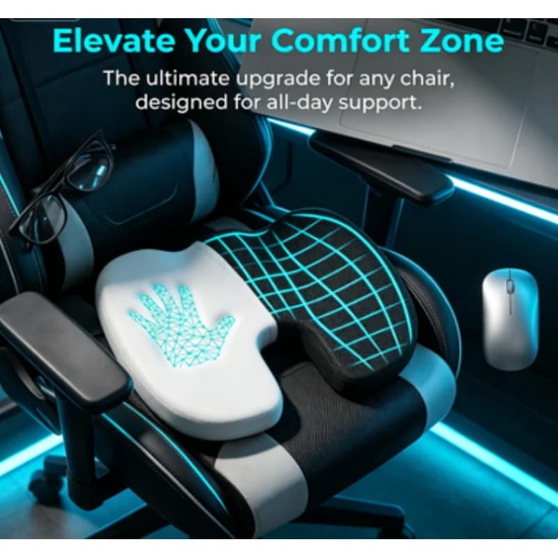 Cuscino Ergonomico per Studenti in Memory Foam, Supporto Lombare per Sedia da Ufficio, Sollievo da Emorroidi, Comfort per Sedute Prolungate