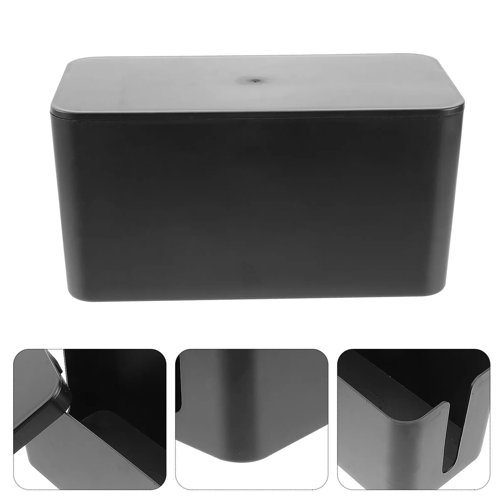 Scatola Organizzatrice per Cavi e Multipresa, in Plastica, Grande, Nera, Sicura, per Gestione Cavi da Scrivania, TV, Computer, Hub USB