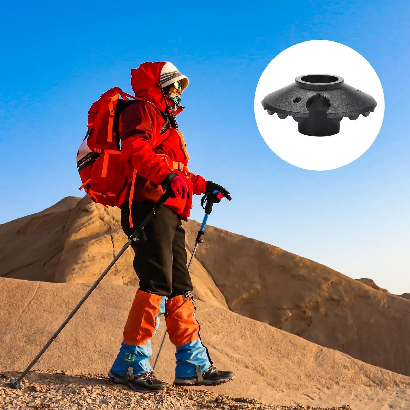 Set di 2 Cestelli per Bastoncini da Trekking, Punte di Ricambio Staccabili per Bastoni da Passeggio, Protezioni per Neve e Fango