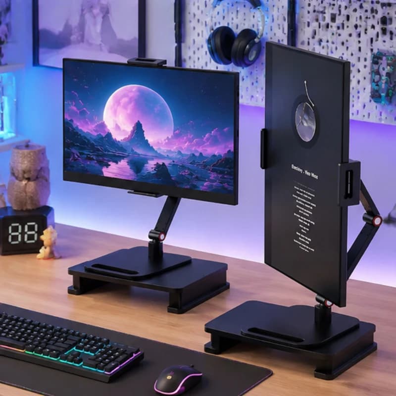 Expandable Portable Monitor Holder, Adjustable Clamp Stand for Laptop, Gaming Desktop, Vertical Screens, Phone, Home & Office