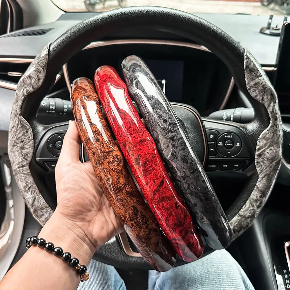 2 Pezzi Coprivolante Auto in Fibra di Carbonio Nera, Decorazione Rotonda per Modifica del Volante, Accessori Interni Auto