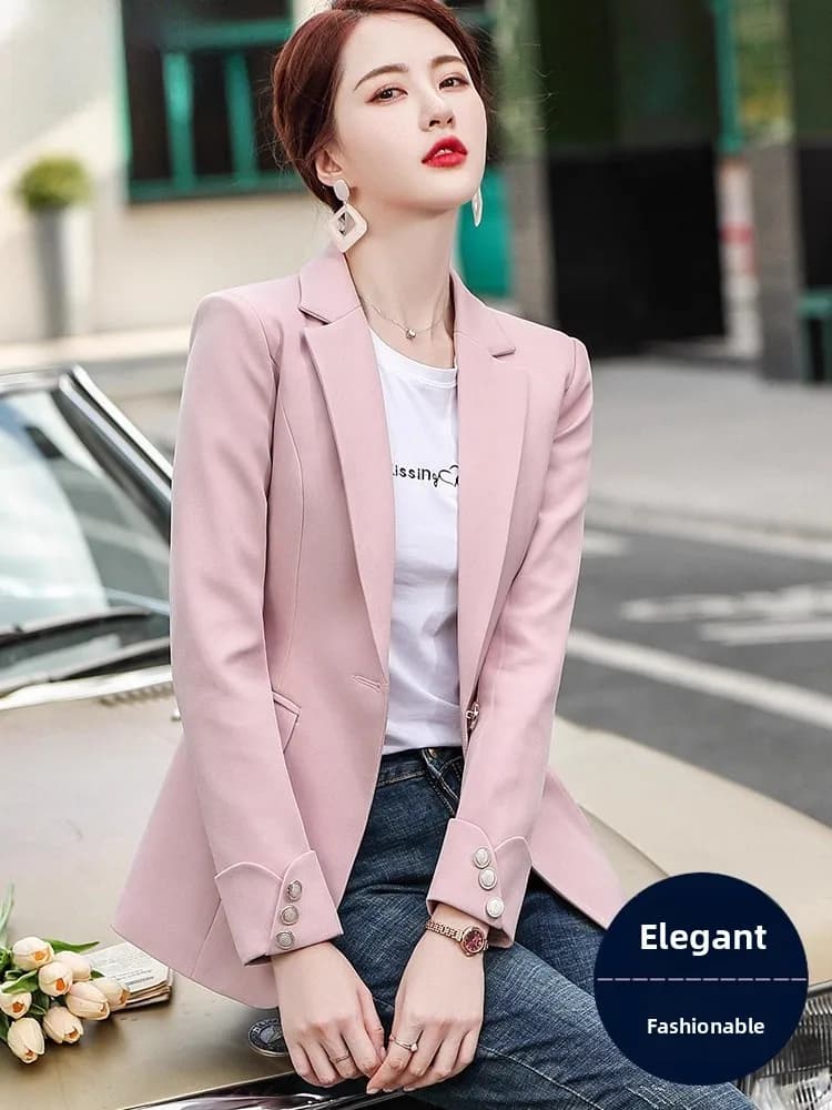 Pink Suit Jacket Women's Casual Style Spring Autumn New 2026 Summer High-End Feeling Street Style Small Western Clothes