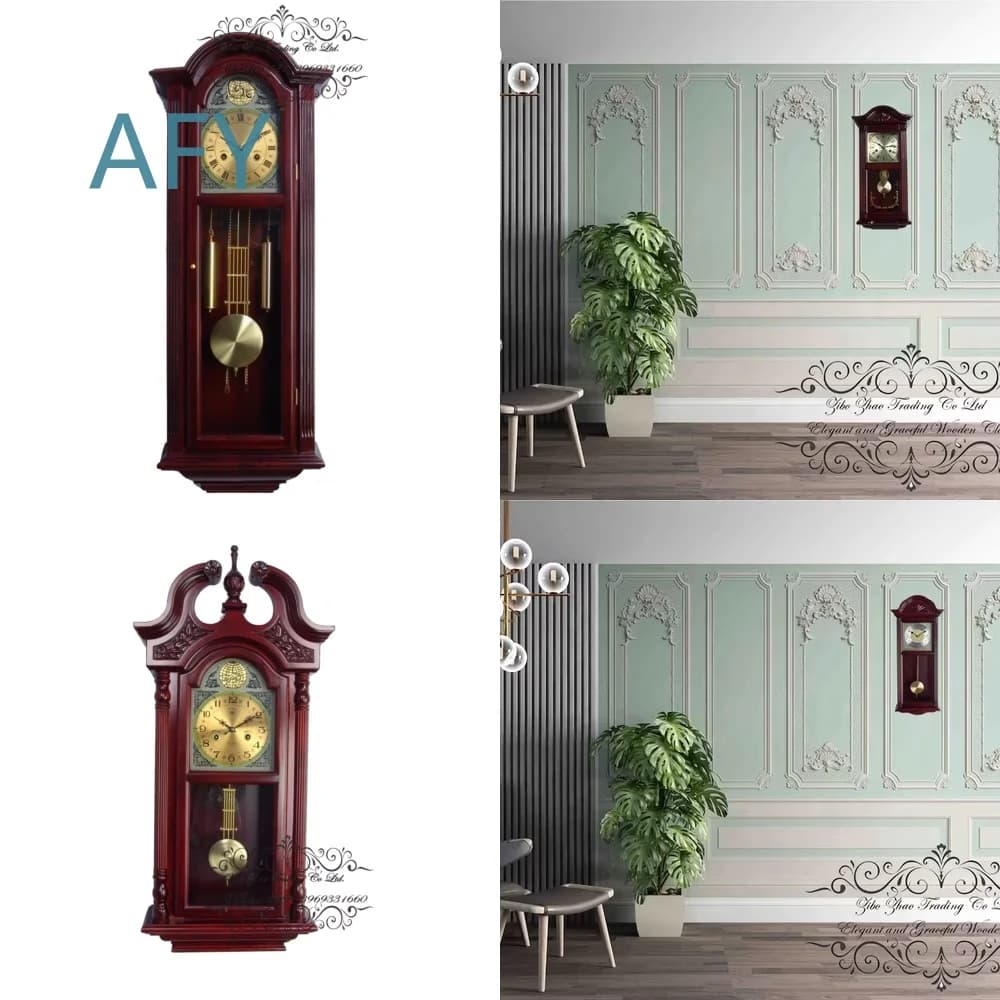 Antique Wooden Pendulum Wall Clock for Seiko with Double Chimes Brown Decorative Home Office Living Room Timepiece 21x10x4