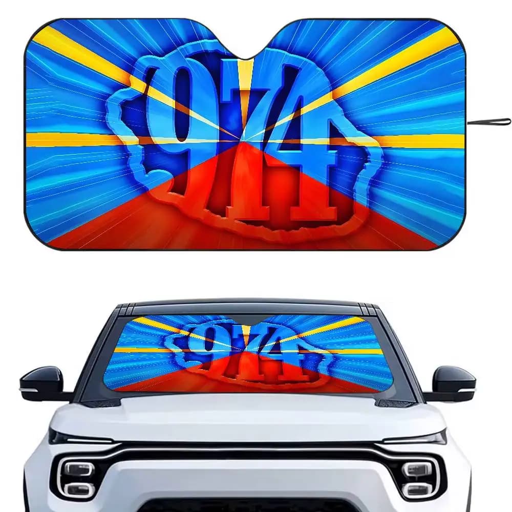 Personalizzato 974 Reunion Island Logo Parasole per auto Parasole Parabrezza per auto Parasole Protezione UV e dispositivo di raffreddamento interno