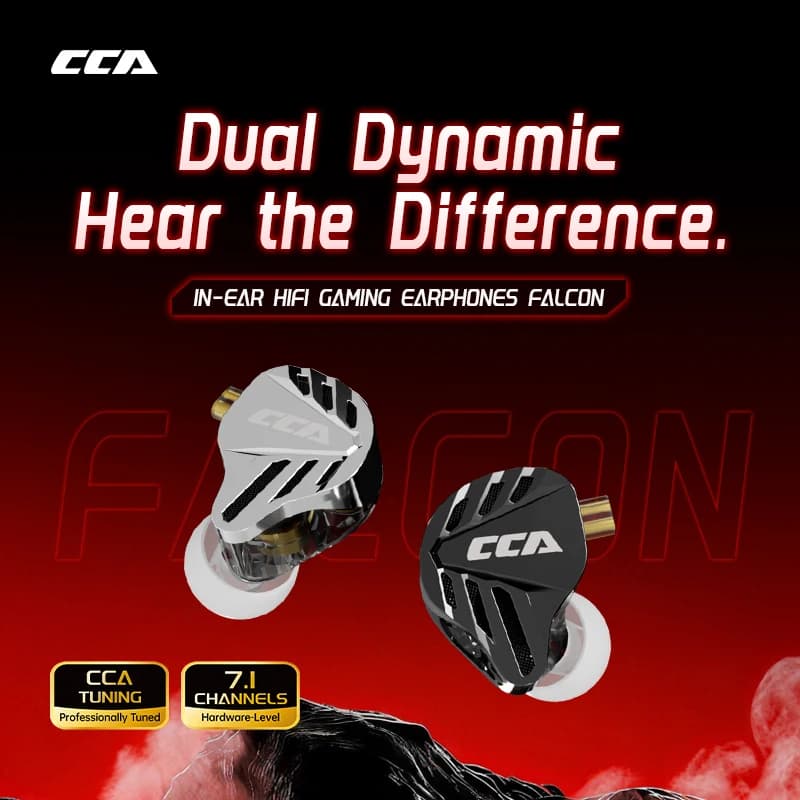 Auricolari CCA Falcon con Diaframma Composito DLC, Driver Dinamico, Suono Stereo Bass, Cuffie da Gaming con Cavo Staccabile a 2 Pin