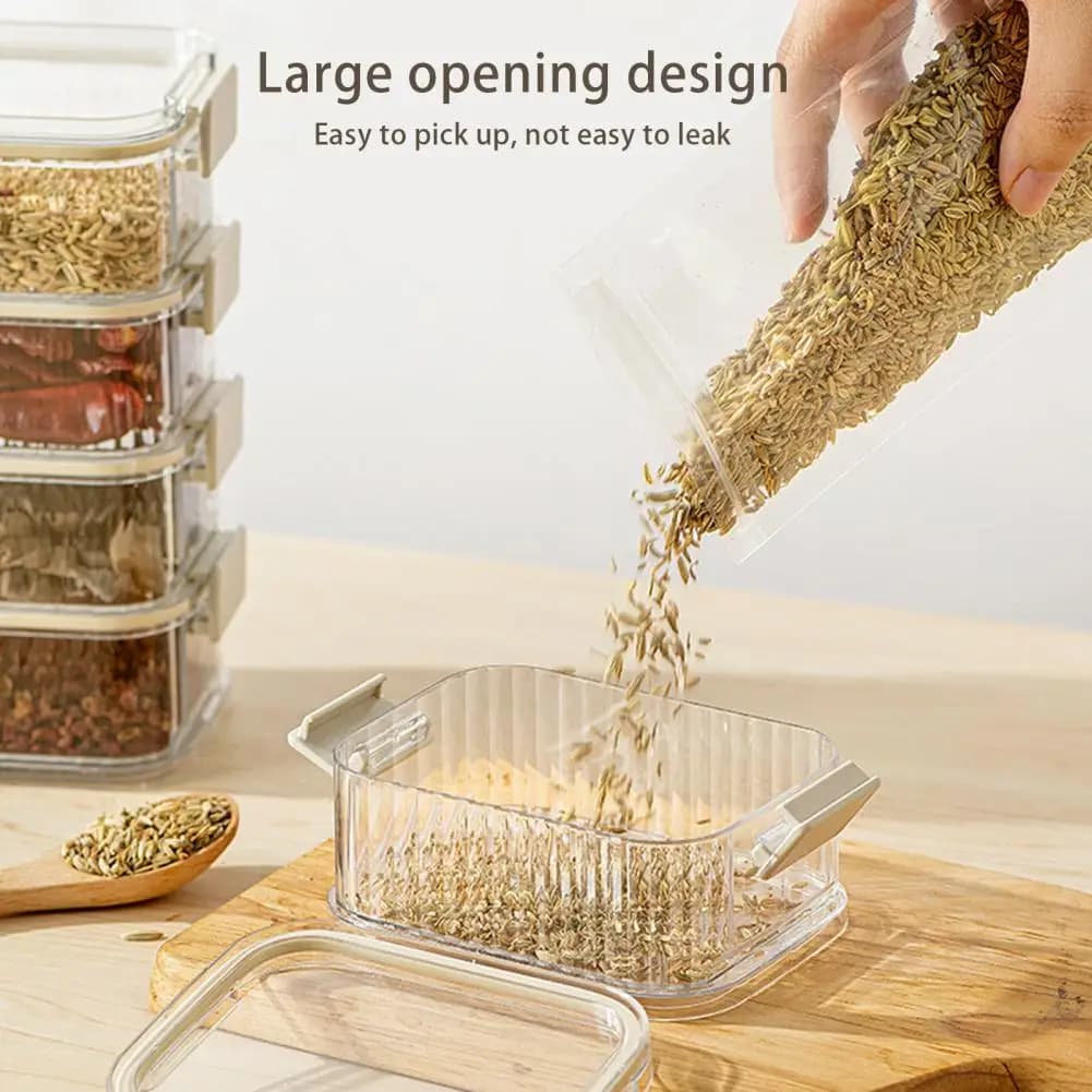 Contenitore per Spezie con 4/5 Scomparti, Organizzatore da Cucina Ermetico con Finestra Trasparente, Contenitore per Preparazione Pasti
