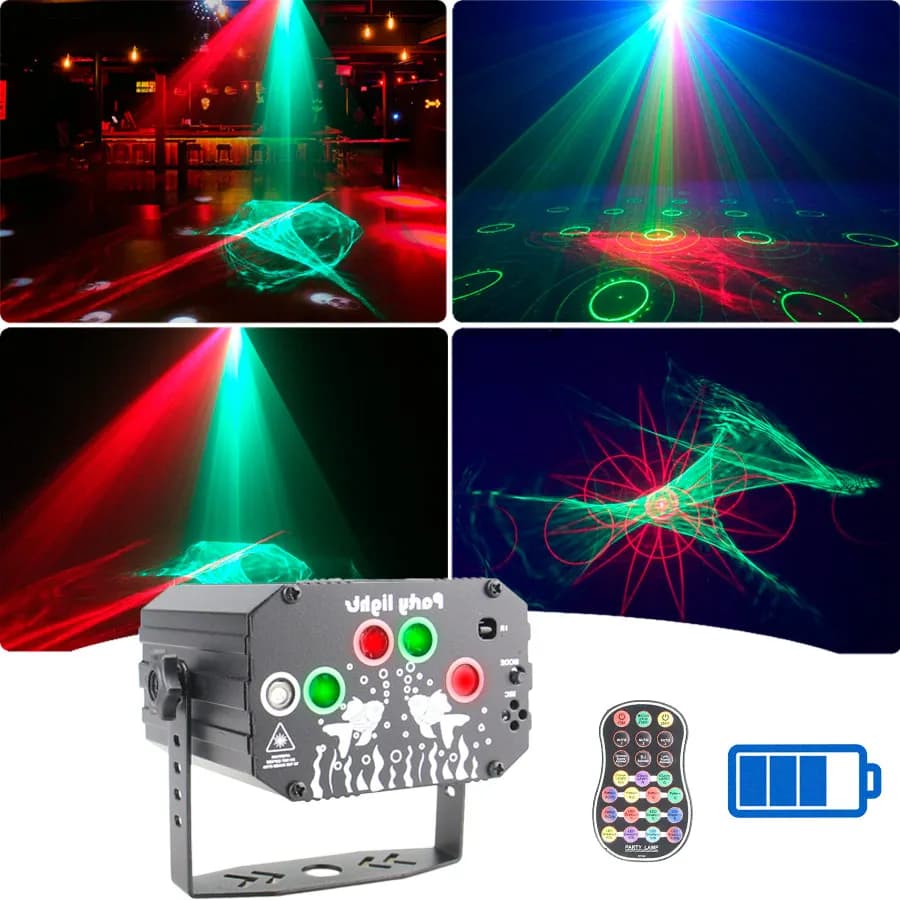 R100 Ricaricabile R&G Laser Dream Aurora 60 Modelli Proiettore DJ Disco Light Party RGB LED Bar Danza Compleanno Lampada ad effetto scenico