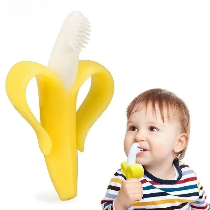 Massaggiagengive per Neonati a Forma di Banana, Spazzolino in Silicone per l'Allenamento, Senza BPA, Massaggiatore per Gengive, Giocattolo da Masticare per Bambini