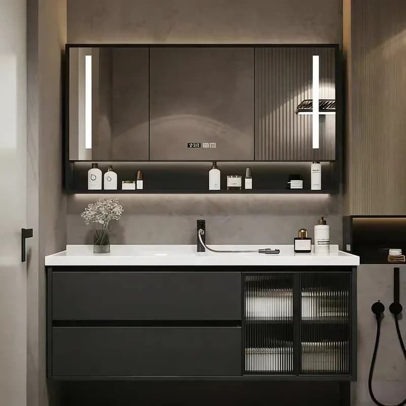 for Ceramic Integrated Basin Smart Bathroom Combination Set with Mirror Hand and Face Wash Basin Bathroom Washstand